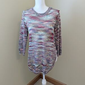 Westport 1962 Multicolor Women's Knit Mesh 3/4 Sleeve Sweater - Size Small